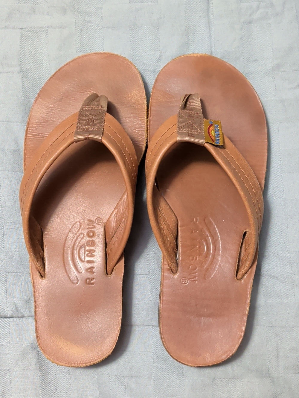 Rainbow Women's Leather Tan Flip Flop Sandals